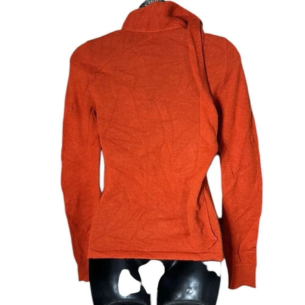 Ulla johnson 100% baby alpaca knit sweater burnt‎ orange tie neck *flaw*